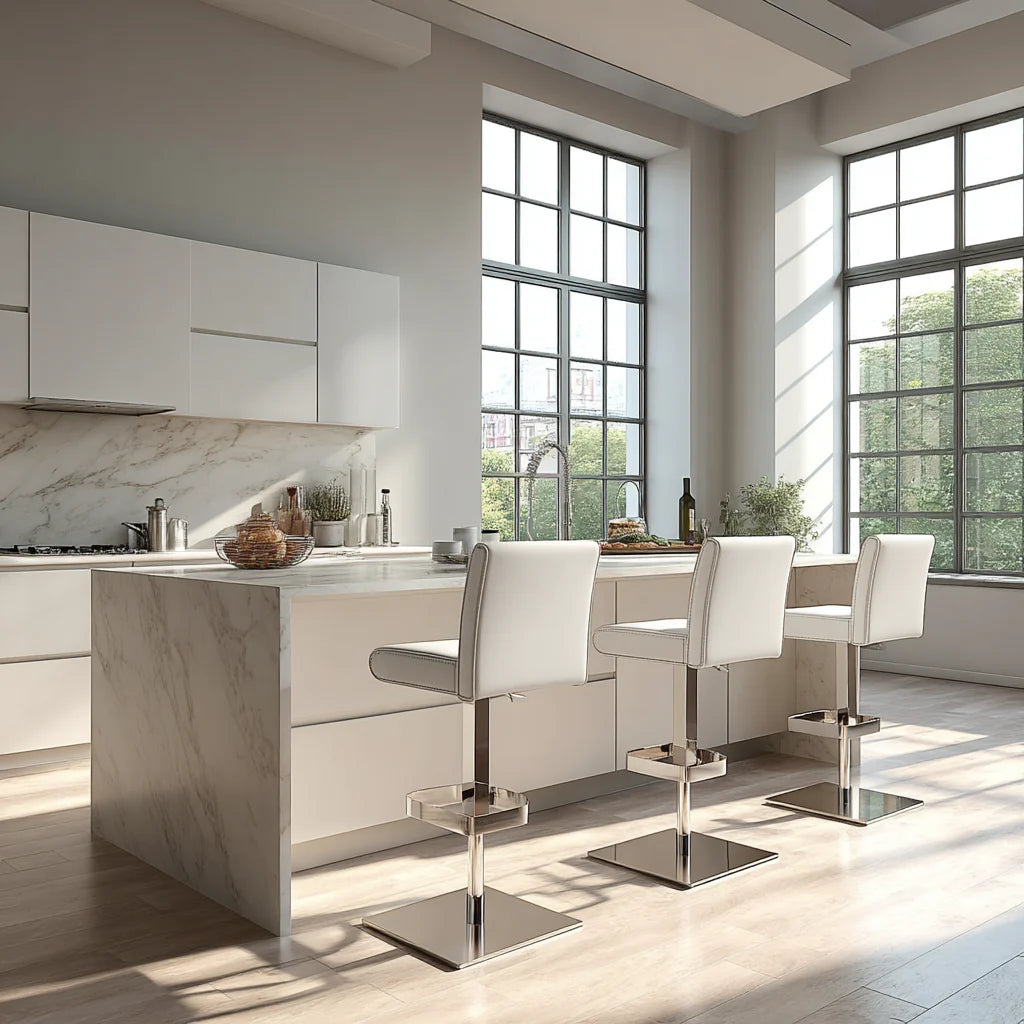 Vittoria White Adjustable Bar Stool